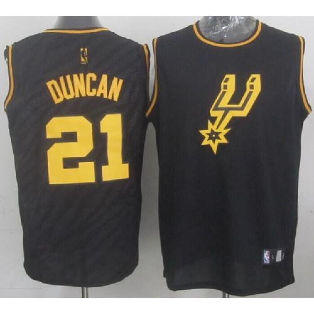 Spurs #21 Tim Duncan Black Precious Metals Fashion Stitched NBA Jersey