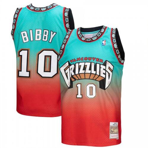Vancouver Memphis Grizzlies #10 Mike Bibby Mitchell & Ness Mens Red/Teal 1998/99 Hardwood Classics Fadeaway Swingman Player Jersey Mens