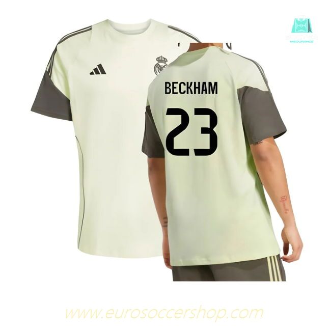 2025-2026 Real Madrid Training Tee (Almost Lime) (Beckham 23)