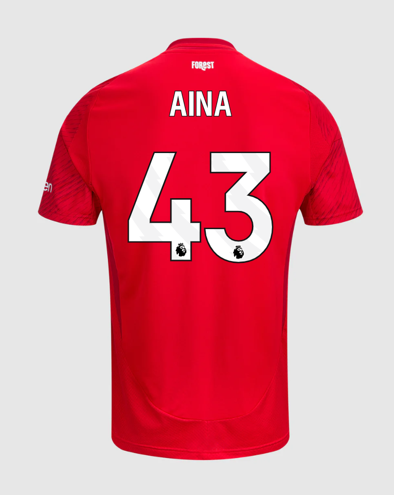 Nottingham Forest 24-25 Season Home Jersey Featuring Aina #43