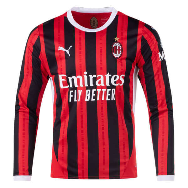 AC Milan 2425 Home Football Shirt - Long Sleeve - Official Replica