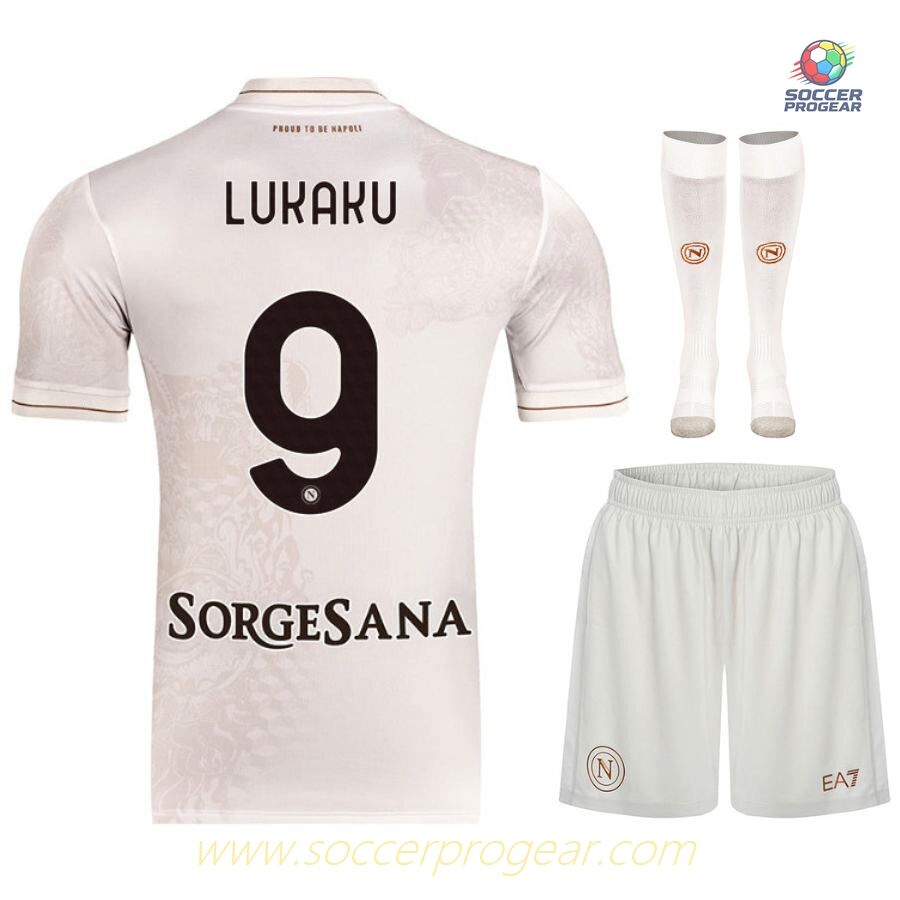Naples Away Kids Edition Football Kit Soccer Jersey 2025-2026 Season Lukaku