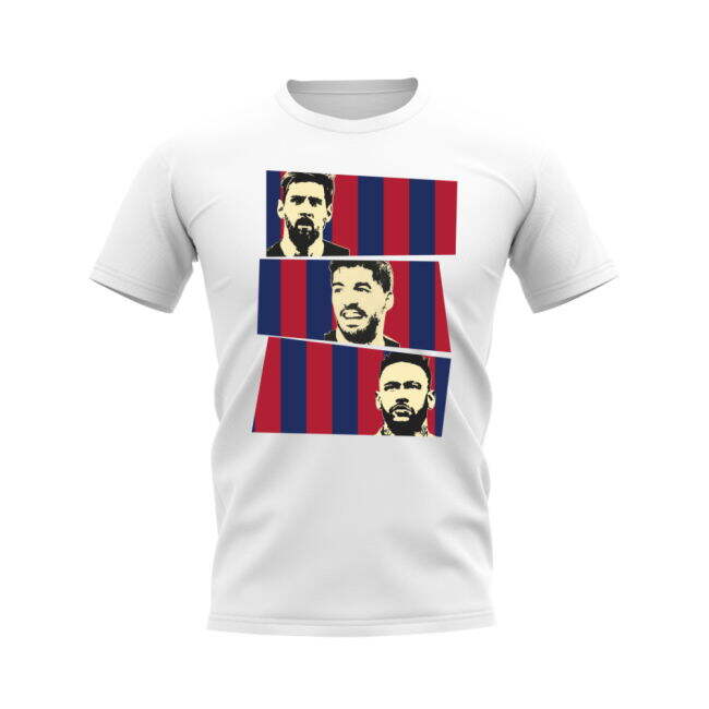 Messi Suarez Neymar MSN Barcelona Trio T-Shirt (White)