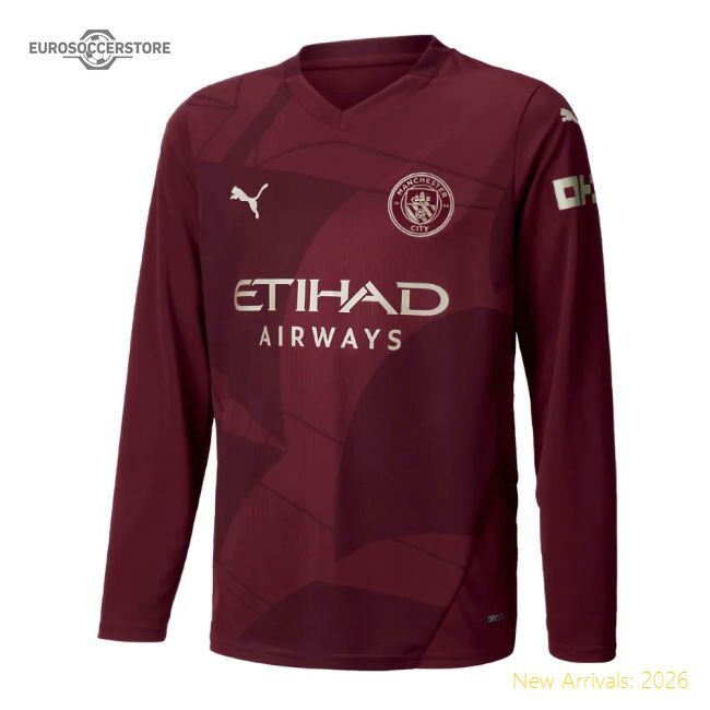 Official 2024-2025 Man City Third Long Sleeve Shirt (kids) - Premium