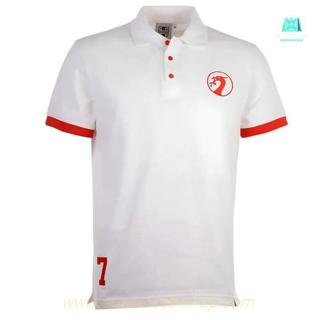 Liverpool Number 7 Retro White Polo Shirt