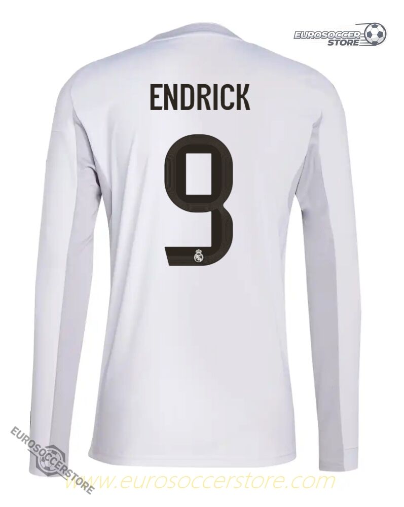 Real Madrid 25-26 Home Long Sleeve Jersey with Endrick 16