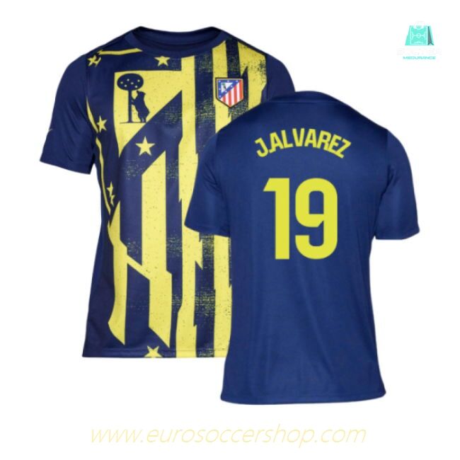 2025-2026 Atletico Madrid Pre-Match Shirt (Blue-Yellow) (J.Alvarez 19)