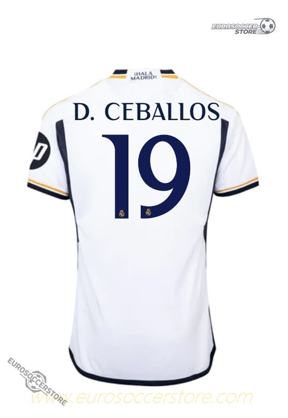 Real Madrid's D. Ceballos 19 Home Jersey for the 23-24 Season