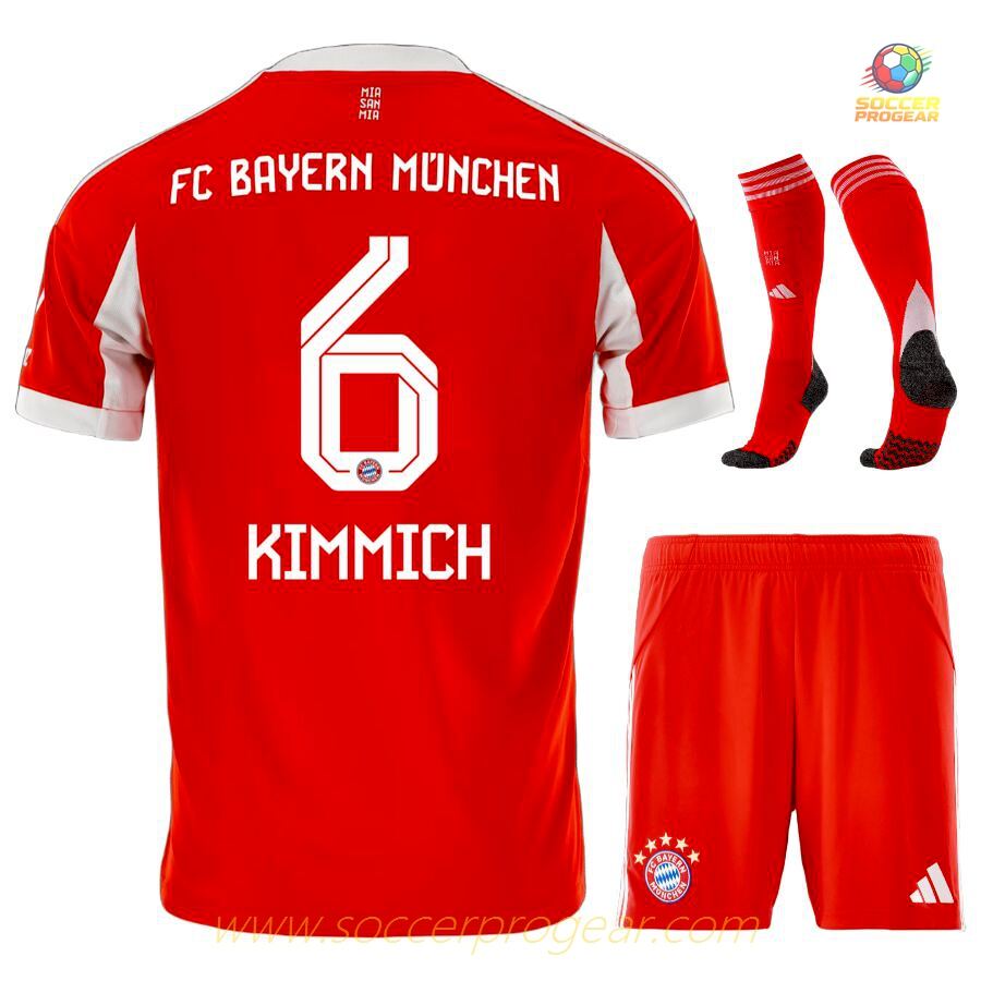 Football Team Jersey Soccer Uniform Kids Edition Bayern Munich Home 2025-2026 Season Kimmich