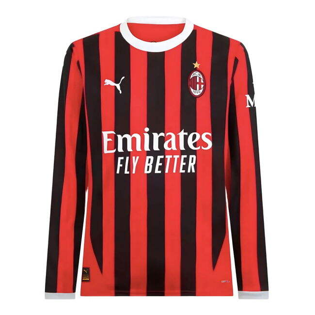 2024-2025 AC Milan Home Long Sleeve Shirt (Your Name)