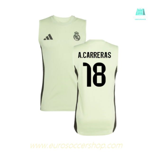 2025-2026 Real Madrid Sleeveless Training Jersey (Almost Lime) (A.Carreras 18)