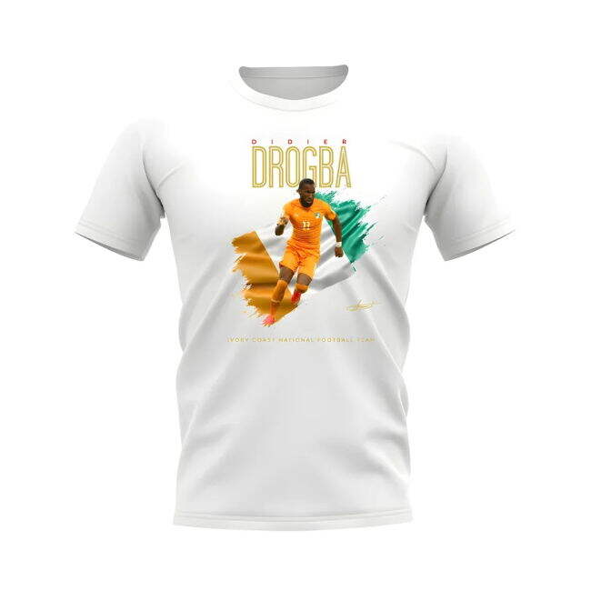 Didier Drogba Ivory Coast Image Football Shirt (White)