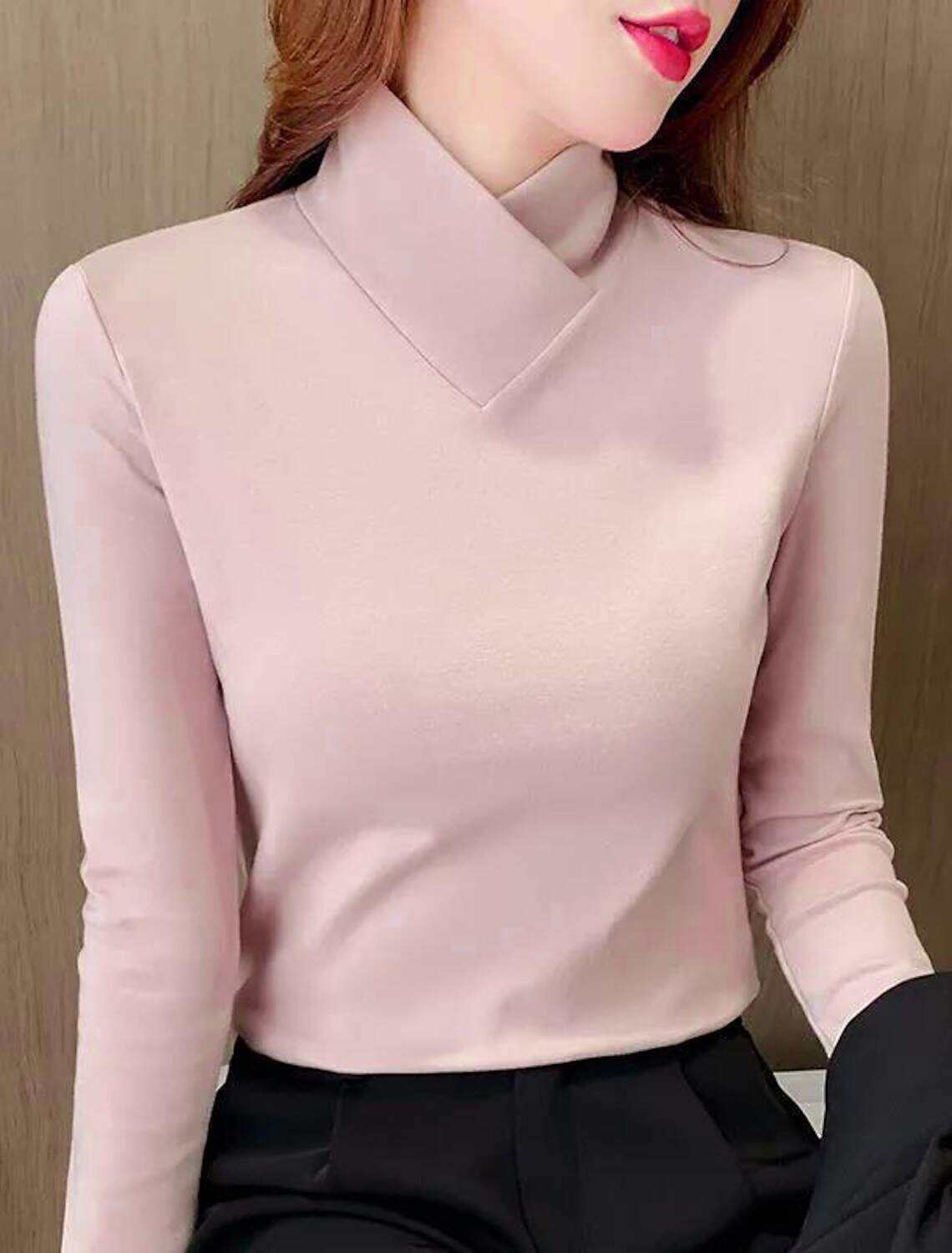 Women's Shirt Blouse Fashion Long Sleeve Regular Tops V Neck Casual Spring & Fall Fall & Winter