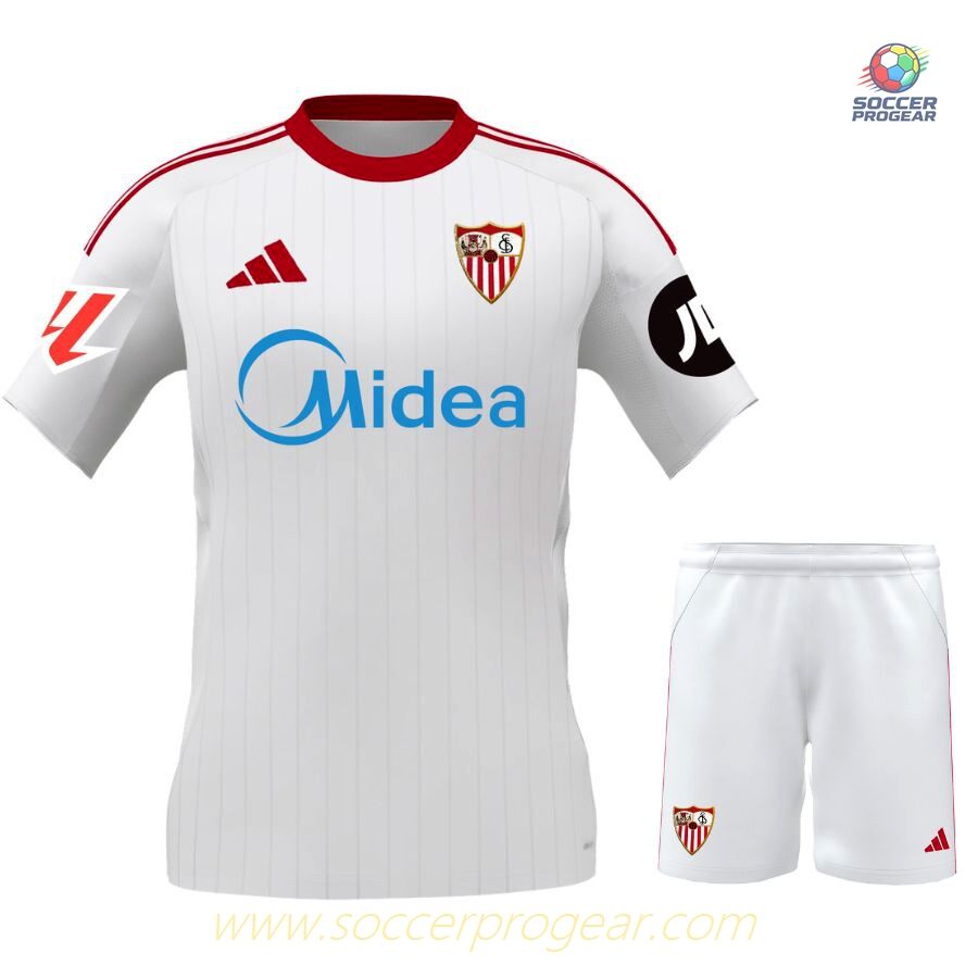Sevilla FC Home Youth Jersey Set Team Shirt 2025-26 Edition