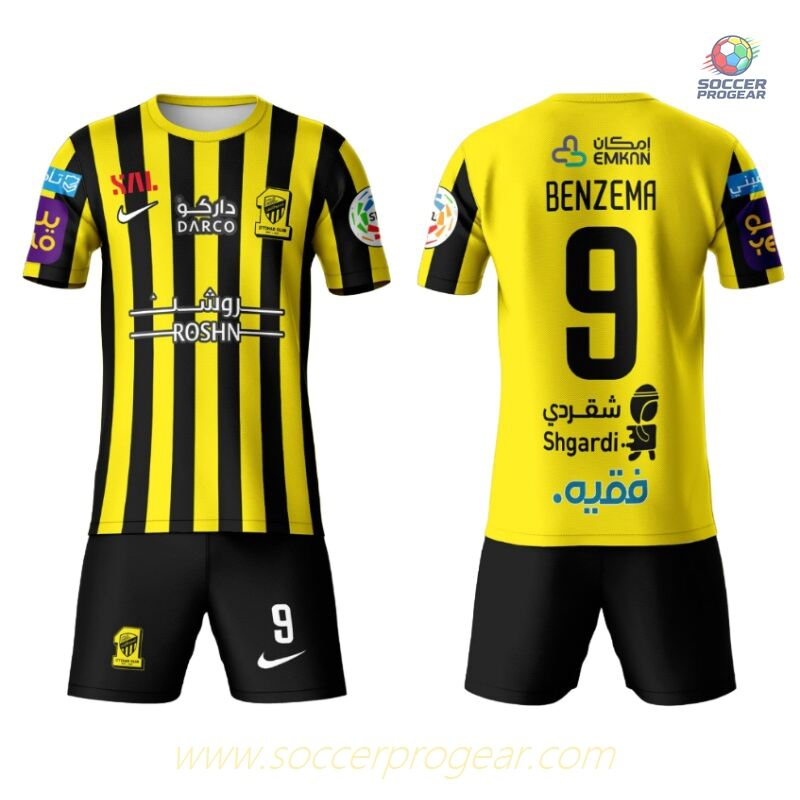 Al Ittihad Benzema Kids Edition Team Jersey 2022 2023 Home