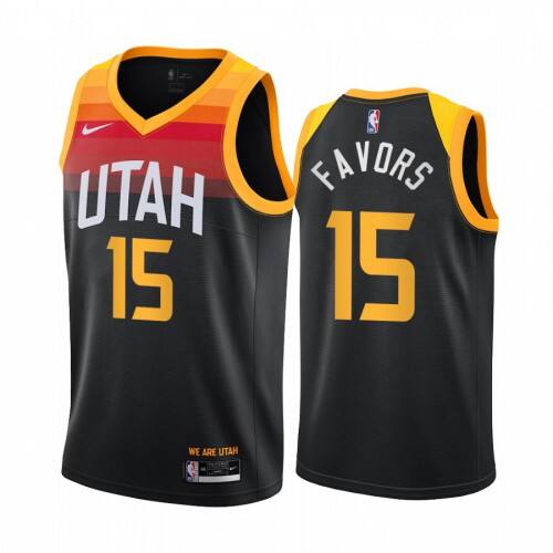 Jazz #15 Derrick Favors Top-Grade 2020 City NBA Jersey - Black
