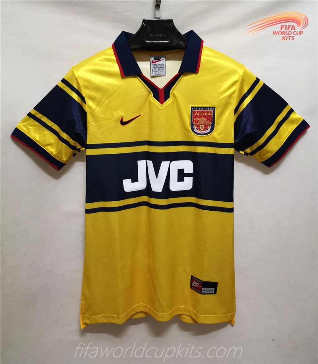 Arsenal season 97-98 Away Canary Soccer Jersey