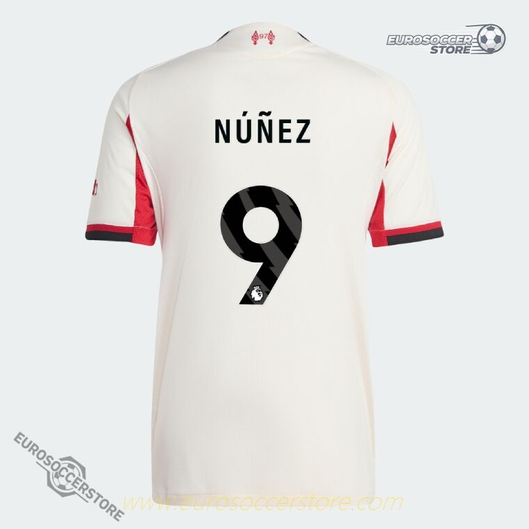 Away Jersey of Liverpool Featuring NÚÑEZ 9 for the 25-26 Season (Player Version)