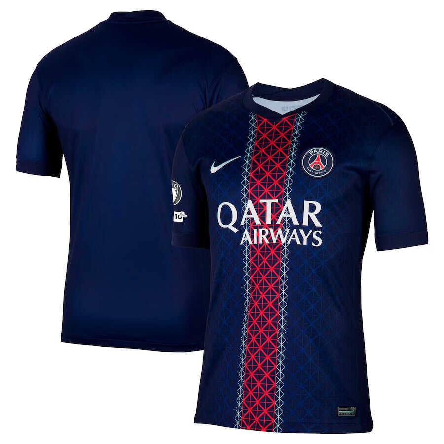 PSG Home Match Shirt 2025-26 with Champions League and UEFA Foundation