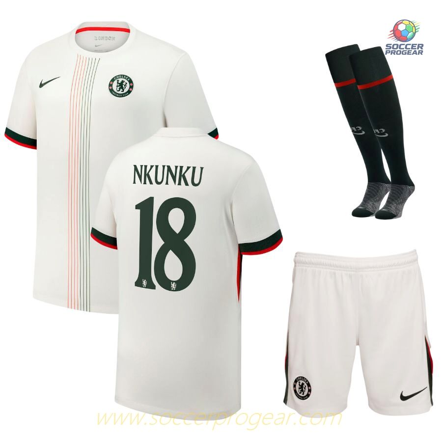 Chelsea Away Children Kit Team Jersey 2025-26 Edition Nkunku