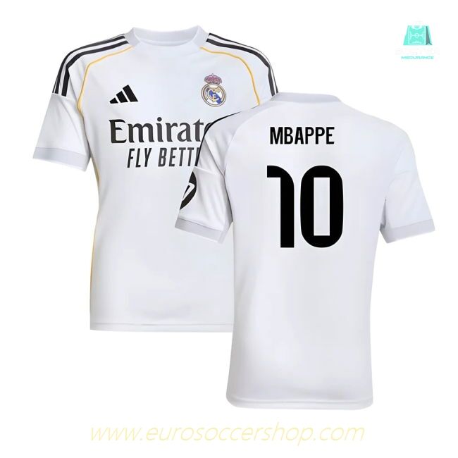 2025-2026 Real Madrid Home Shirt (Kids) (Mbappe 10)