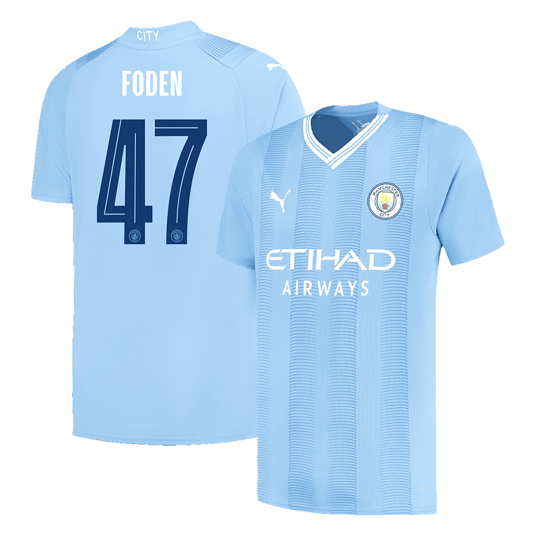 FODEN #47 Manchester City Home Soccer Jersey 2023/24 - UCLAuthentic Ki