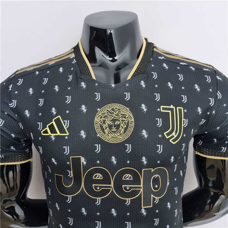 2223 Juventus Versace Black Soccer Jersey Football Shirt - Official