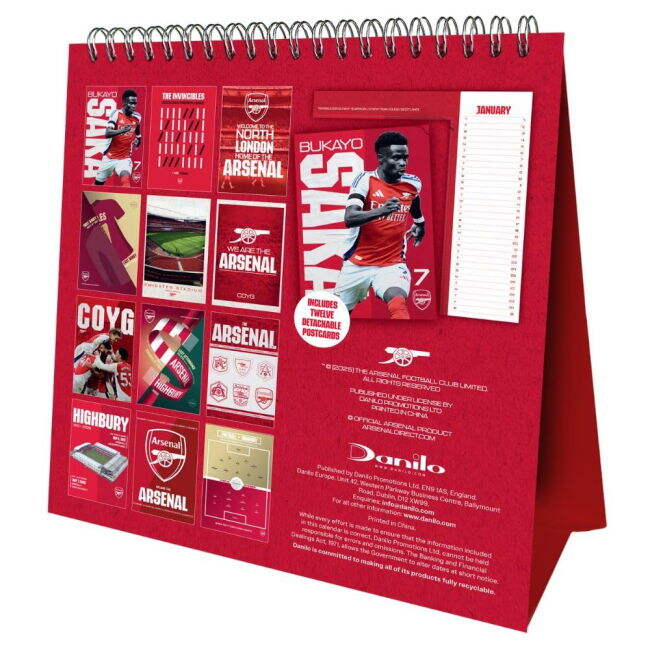 classic Arsenal FC Desktop Calendar 2026