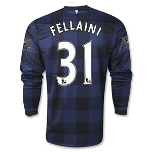 13-14 Manchester United 31 FELLAINI Away Black Long Sleeve Jersey