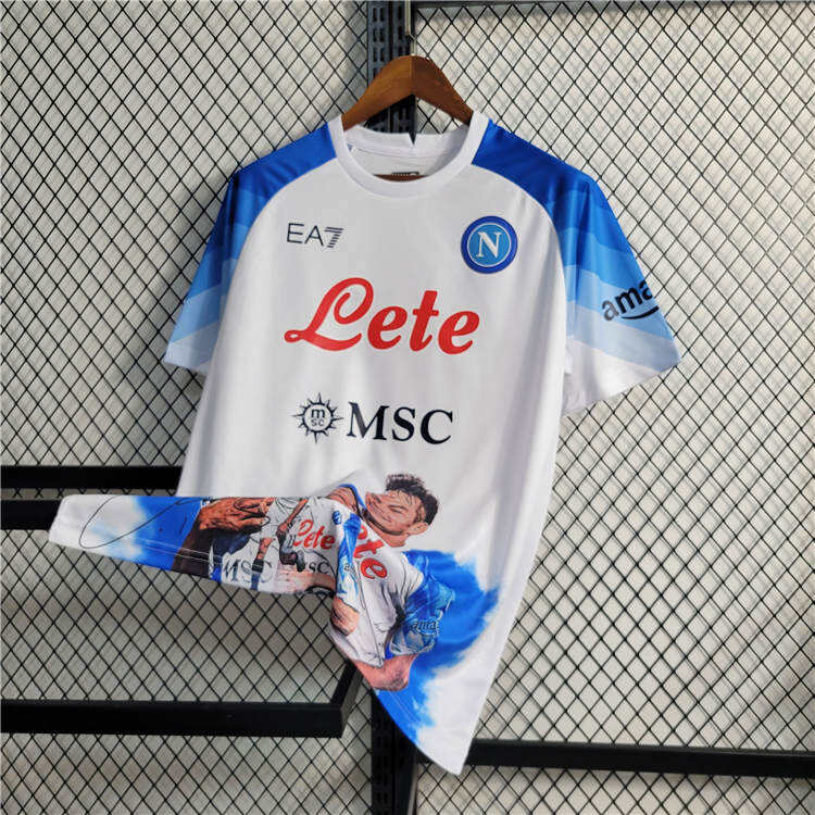 Napoli 2324 Soccer Shirt Champion Edition White Football Shirt -