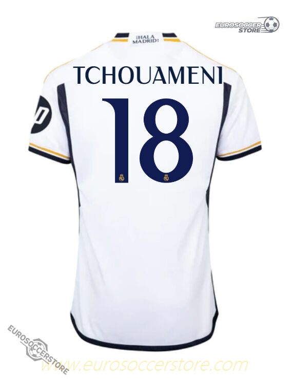 Real Madrid's 23-24 Home Jersey No. 18 featuring Tchouameni