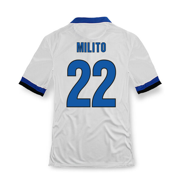13-14 Inter Milan 22 Milito Away White Soccer Jersey Shirt - Official