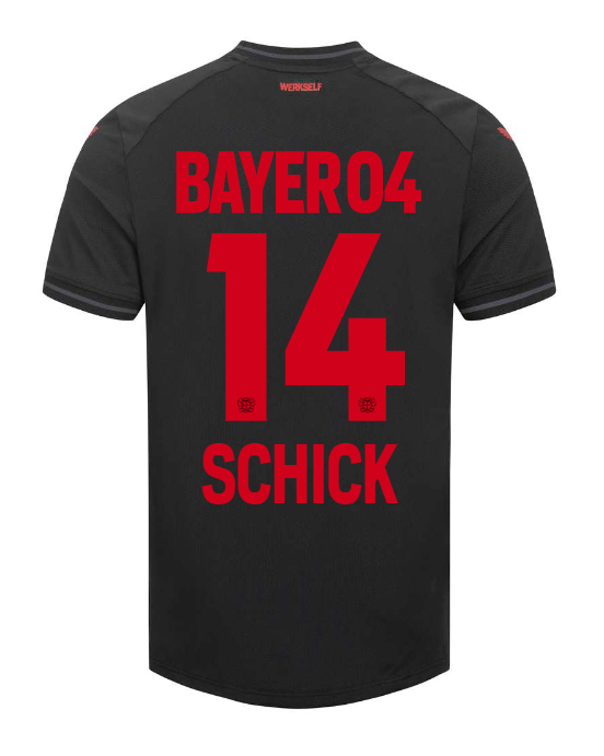 Bayer 04 Leverkusen SCHICK 14 Home Football Jersey for the 23-24 Season