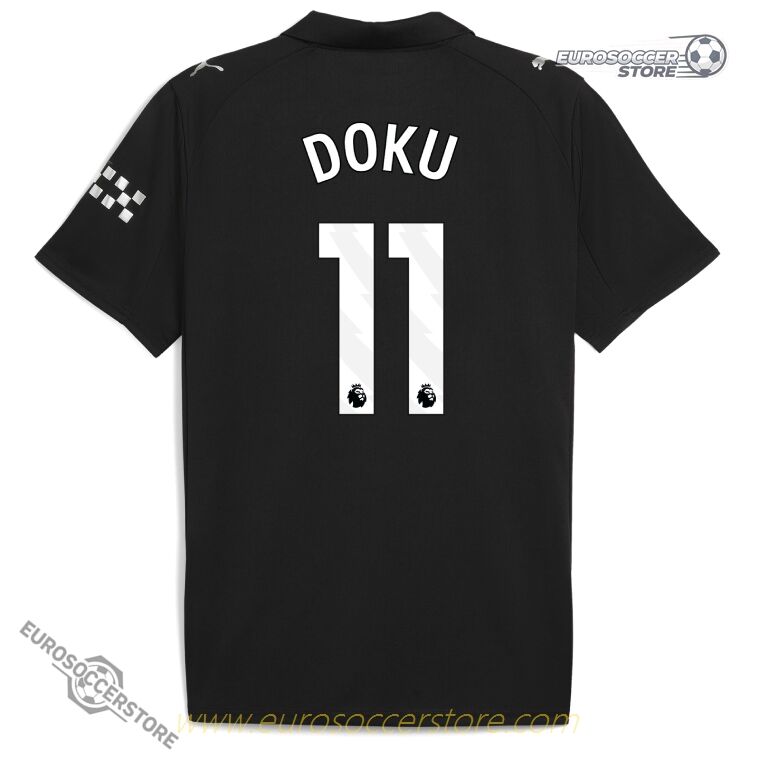 Away Jersey of Manchester City for the 25-26 Season, Featuring DOKU with Number 11