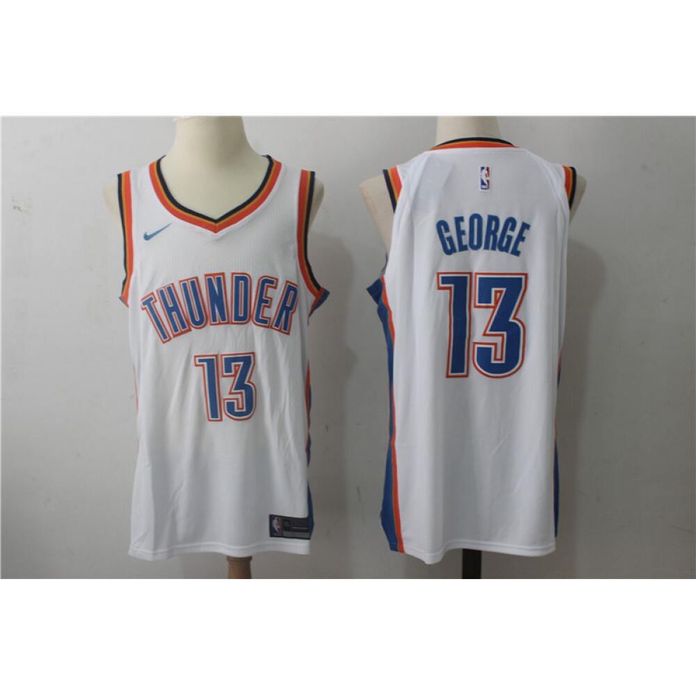 Men's Oklahoma City Thunder #13 Paul George White Stitched NBA Jersey