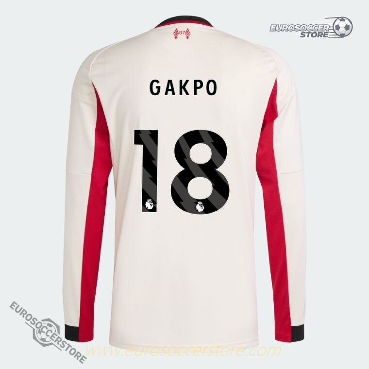 Away Long Sleeve Jersey for Liverpool: GAKPO 18 Edition (25-26 Season)