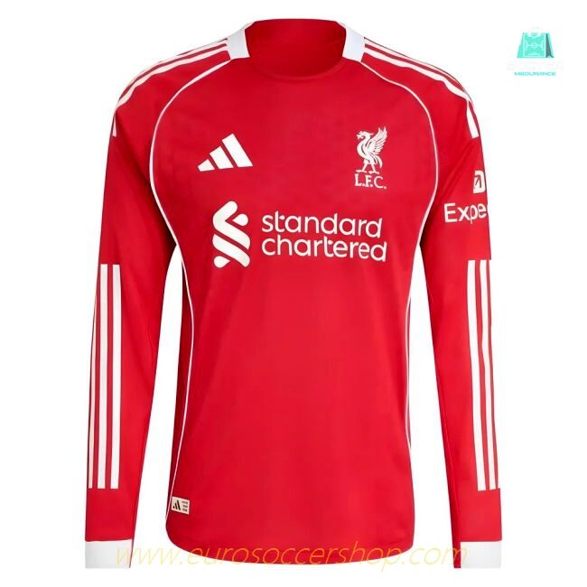 2025-2026 Liverpool Authentic Long Sleeve Home Shirt