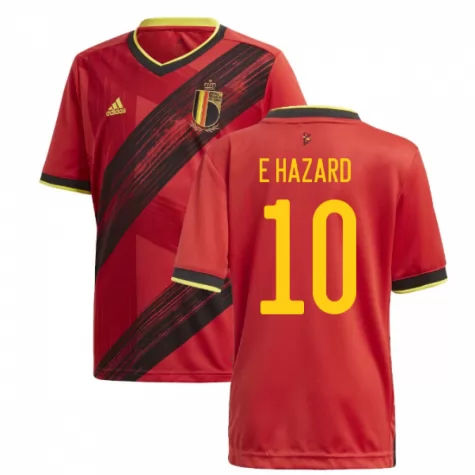 Belgium 2020 Euro Home Red Soccer Jersey Shirt 10 Hazard - Official
