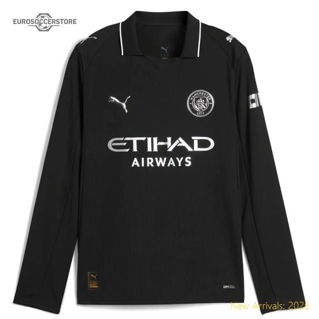 Authentic 2025-2026 Man City Long Sleeve Away Shirt (kids) (haaland