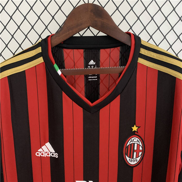AC Milan 1314 Retro Home Long Sleeve Shirt - Official Replica 8913