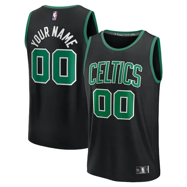 Boston Celtics Youth Custom Fast Break Jersey - Black - Statement Edition/Kelly Green/White