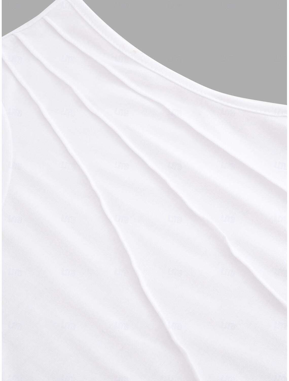 Women's Blouse Sleeveless Round Neck Asymmetrical Layered Elegant Draped Summer Spring Casual Workwear Regular Fit Versatile Top Clothing Apparel