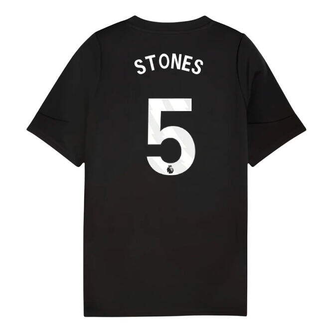 2025-2026 Man City Training Jersey (Black) - Kids (Stones 5) (Fan F...