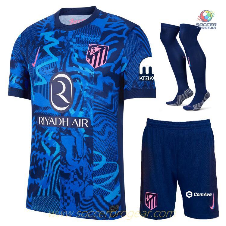 2024-2025 Season Atletico Madrid Third Children Jersey Set Team Jersey