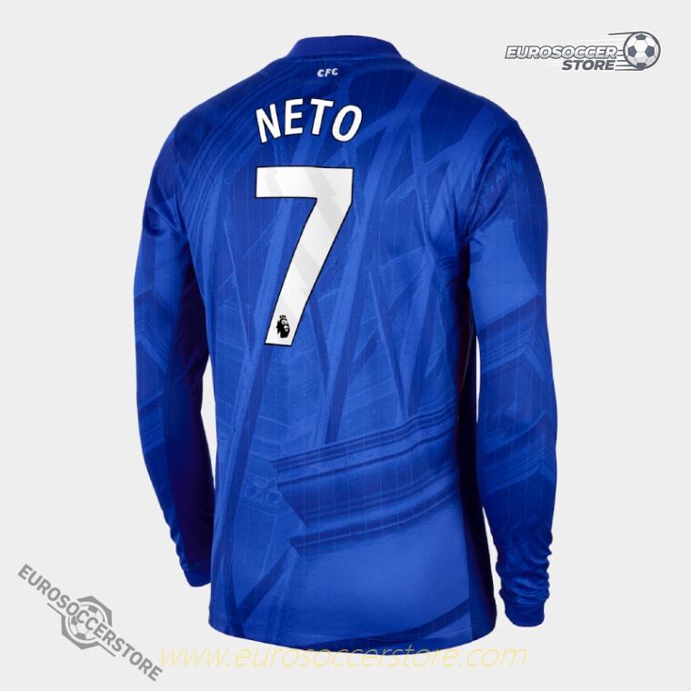 Chelsea's 25-26 Home Long Sleeve Jersey featuring NETO 7