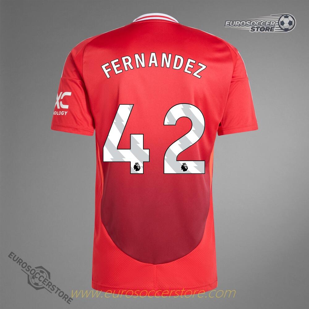 Manchester United's FERNANDEZ 42 Home Jersey for the 24-25 season