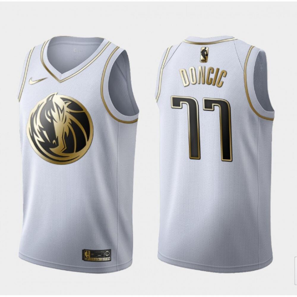 Authentic Jersey Dallas Mavericks 77 White - Golden Edition - NBA Collection