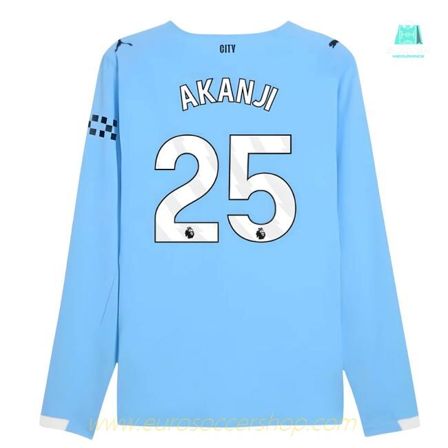 2025-2026 Man City Authentic Long Sleeve Home Shirt (Akanji 25)