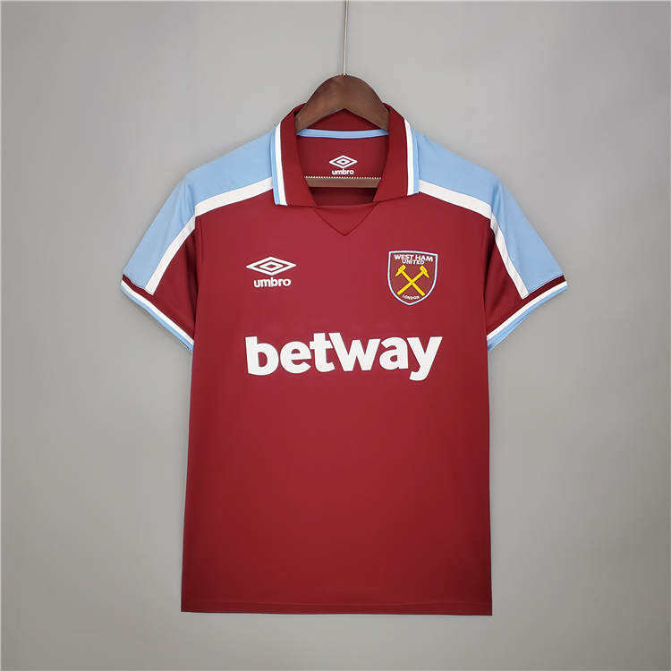 West Ham United 21-22 Home Red Soccer Jersey Football Shirt -