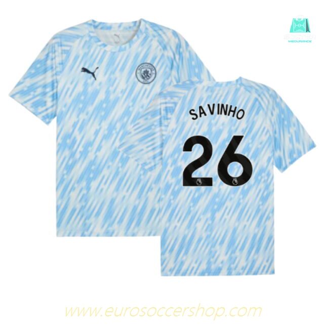 2025-2026 Man City Warm Up Jersey (Silver Sky) (Savinho 26)